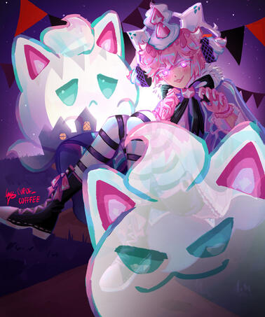 1 rendered fullbody, 2 mascots, complex bg = $115